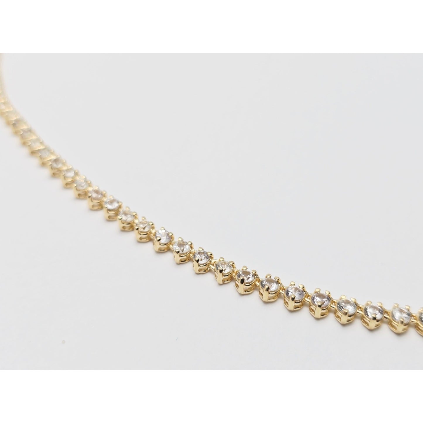 14K Yellow Gold CZ Graduated Link Chain Necklace