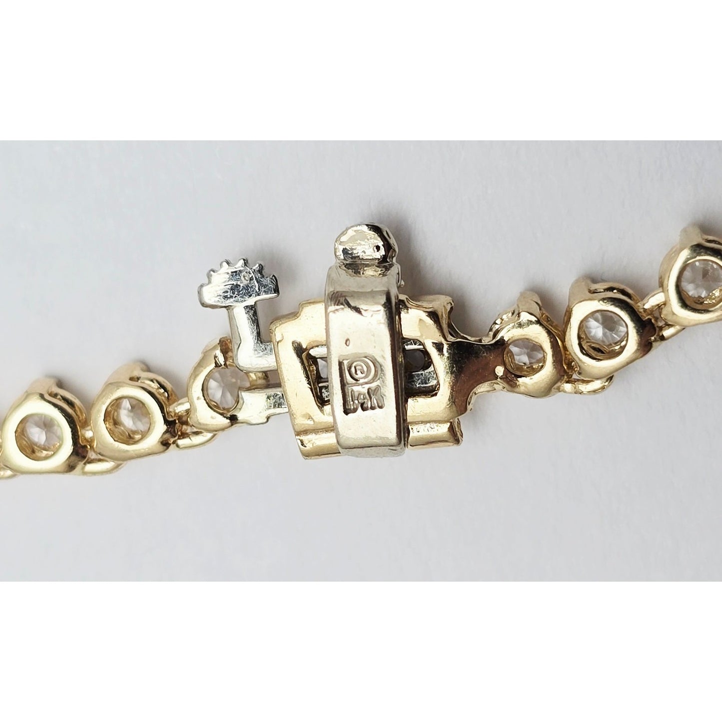 14K Yellow Gold CZ Graduated Link Chain Necklace