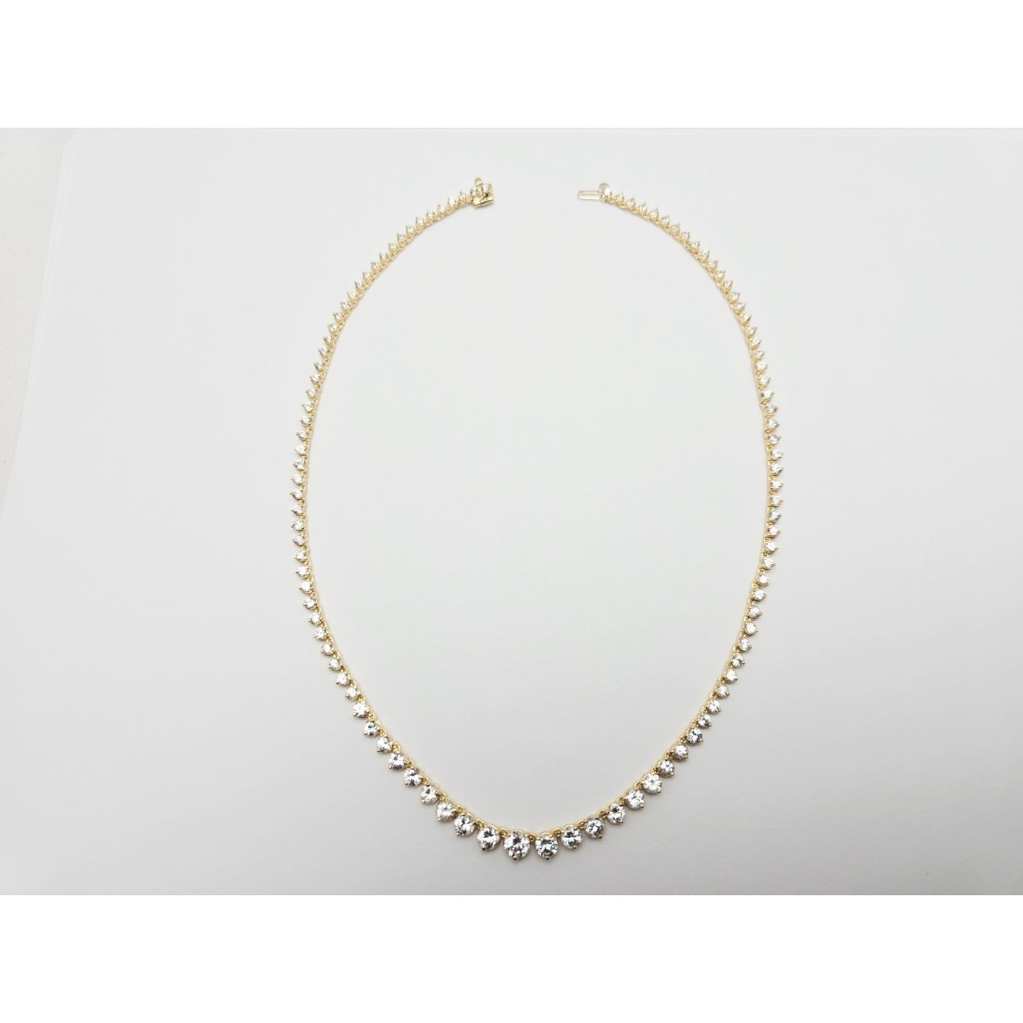 14K Yellow Gold CZ Graduated Link Chain Necklace