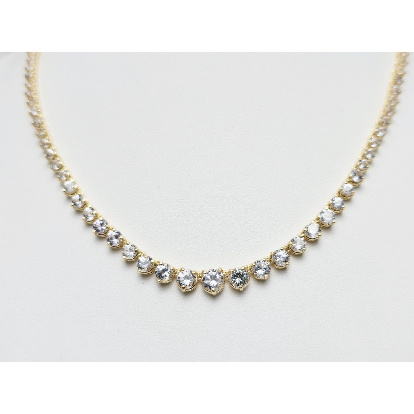 14K Yellow Gold CZ Graduated Link Chain Necklace