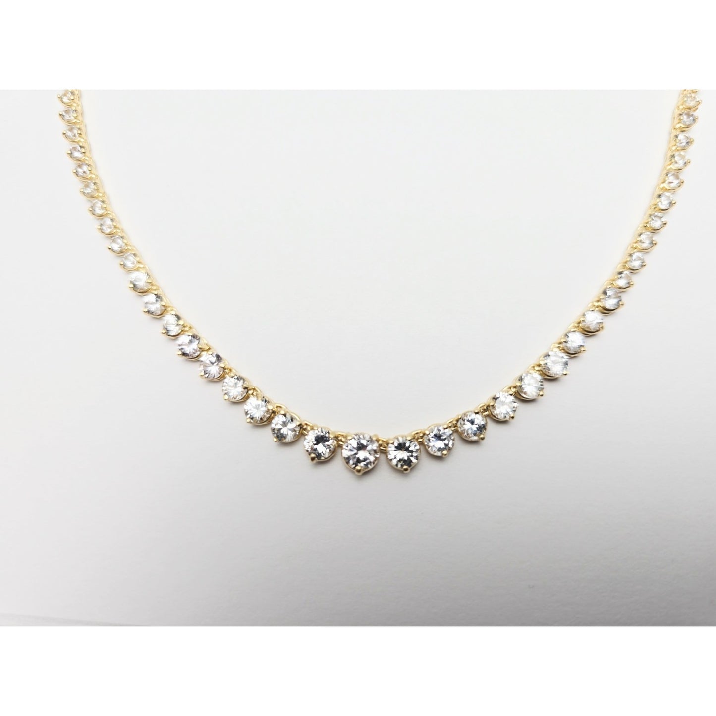 14K Yellow Gold CZ Graduated Link Chain Necklace