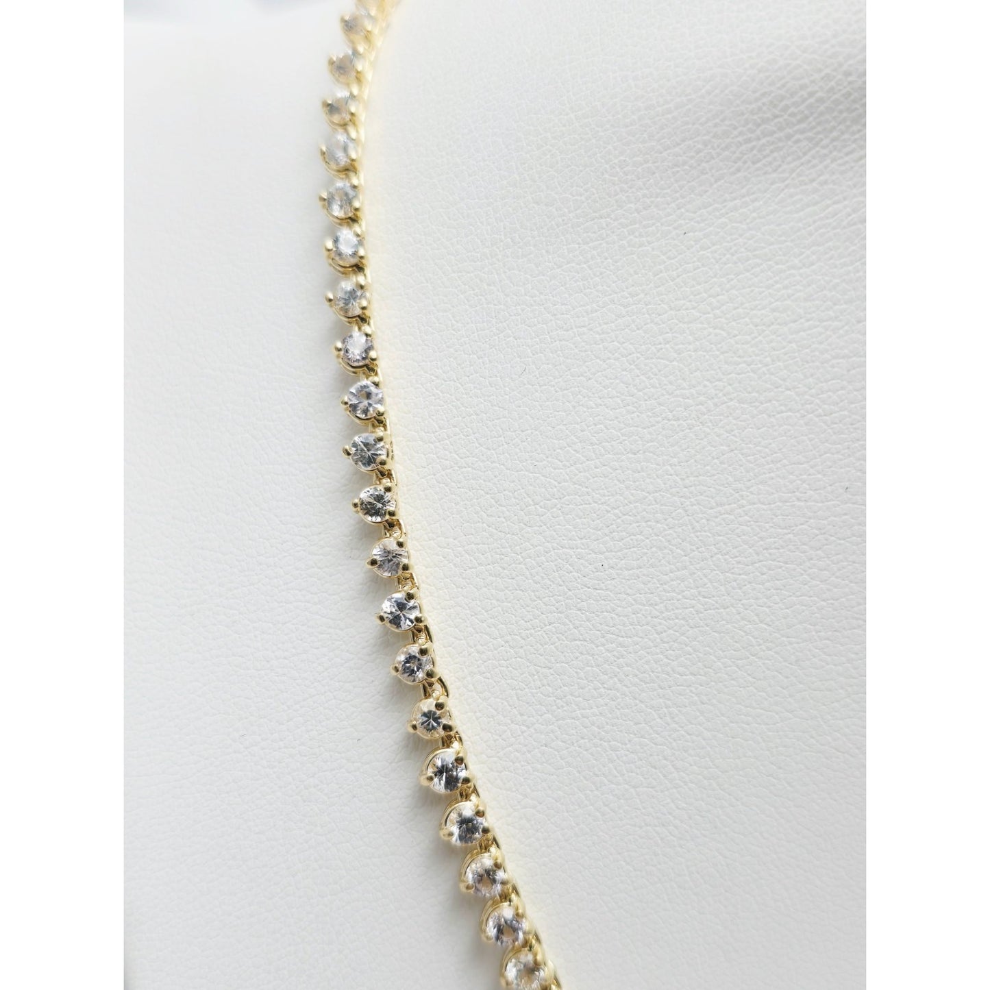 14K Yellow Gold CZ Graduated Link Chain Necklace