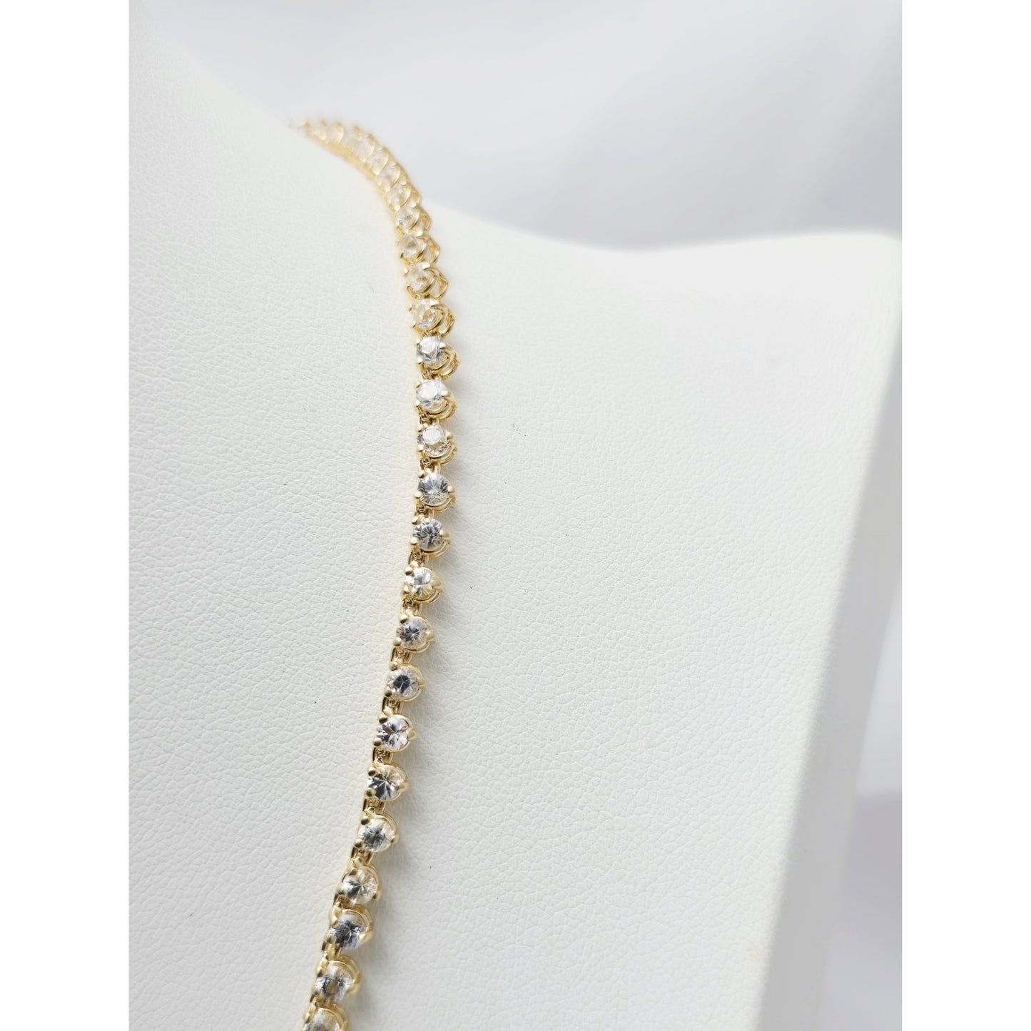 14K Yellow Gold CZ Graduated Link Chain Necklace