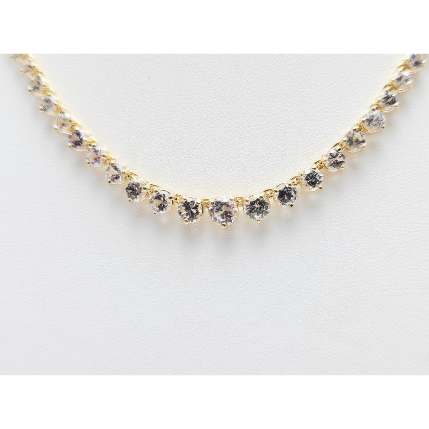 14K Yellow Gold CZ Graduated Link Chain Necklace