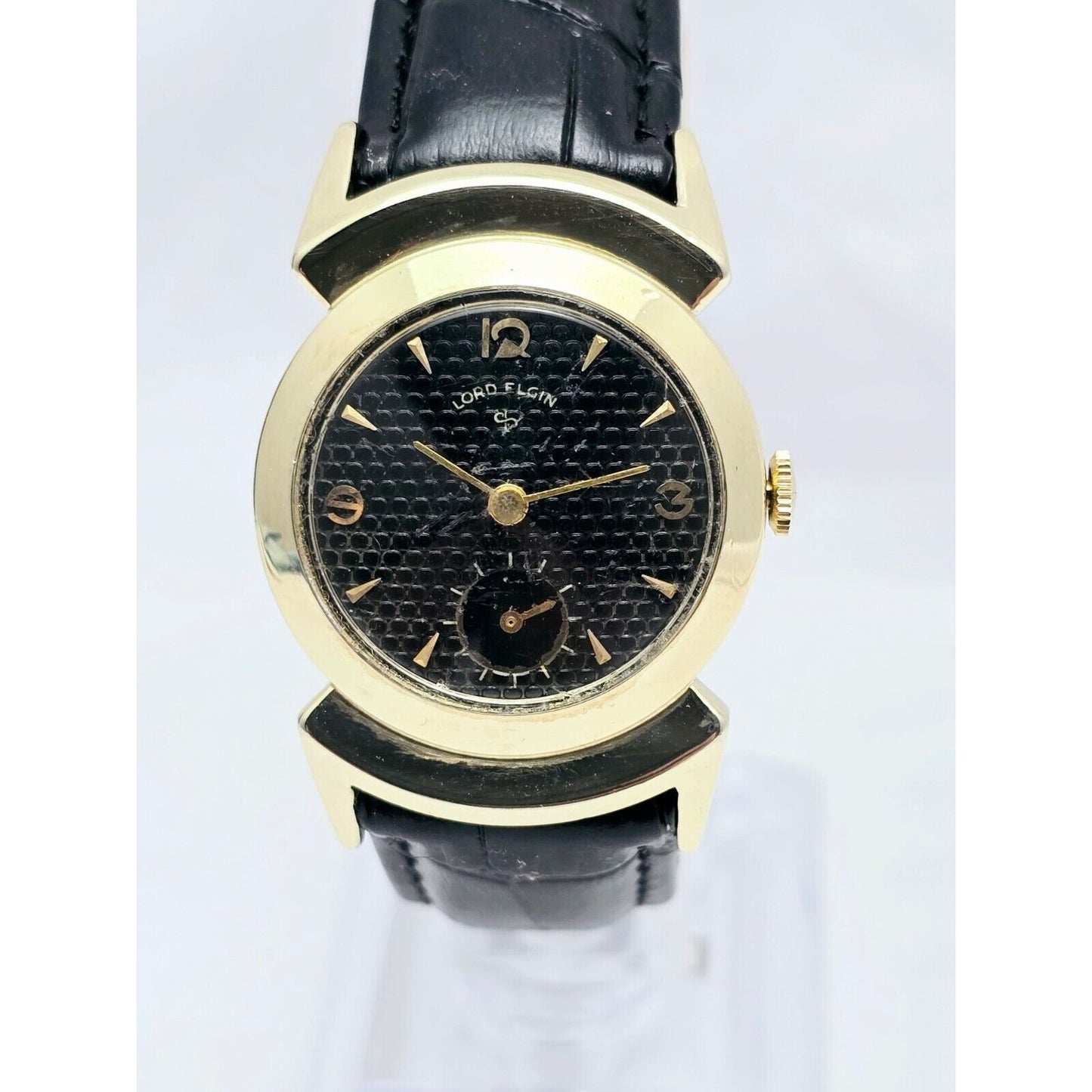 Vintage Lord Elgin Black Knight 14K Gold Filled 680 21j Manual Wind Watch 27mm