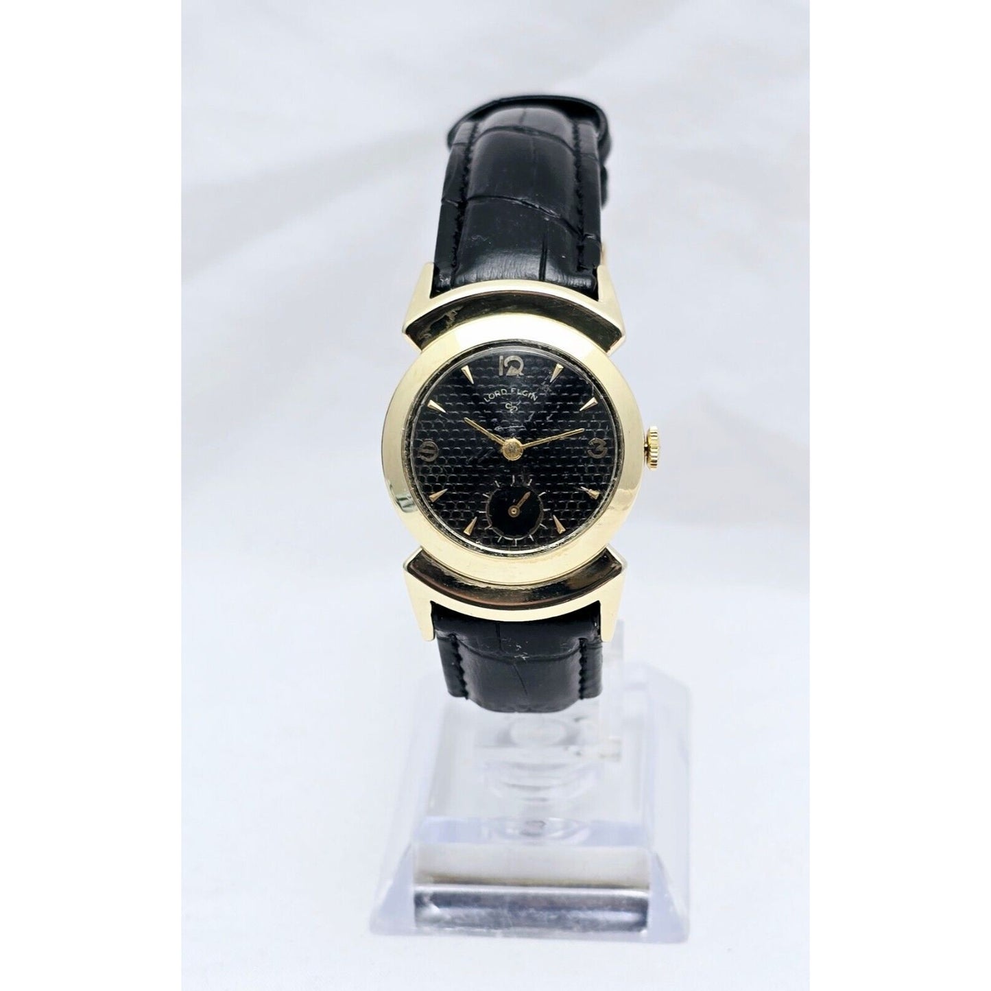Vintage Lord Elgin Black Knight 14K Gold Filled 680 21j Manual Wind Watch 27mm