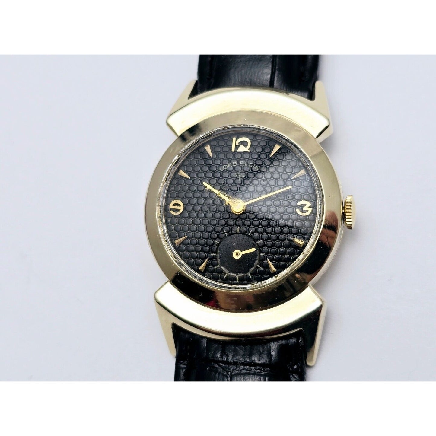 Vintage Lord Elgin Black Knight 14K Gold Filled 680 21j Manual Wind Watch 27mm