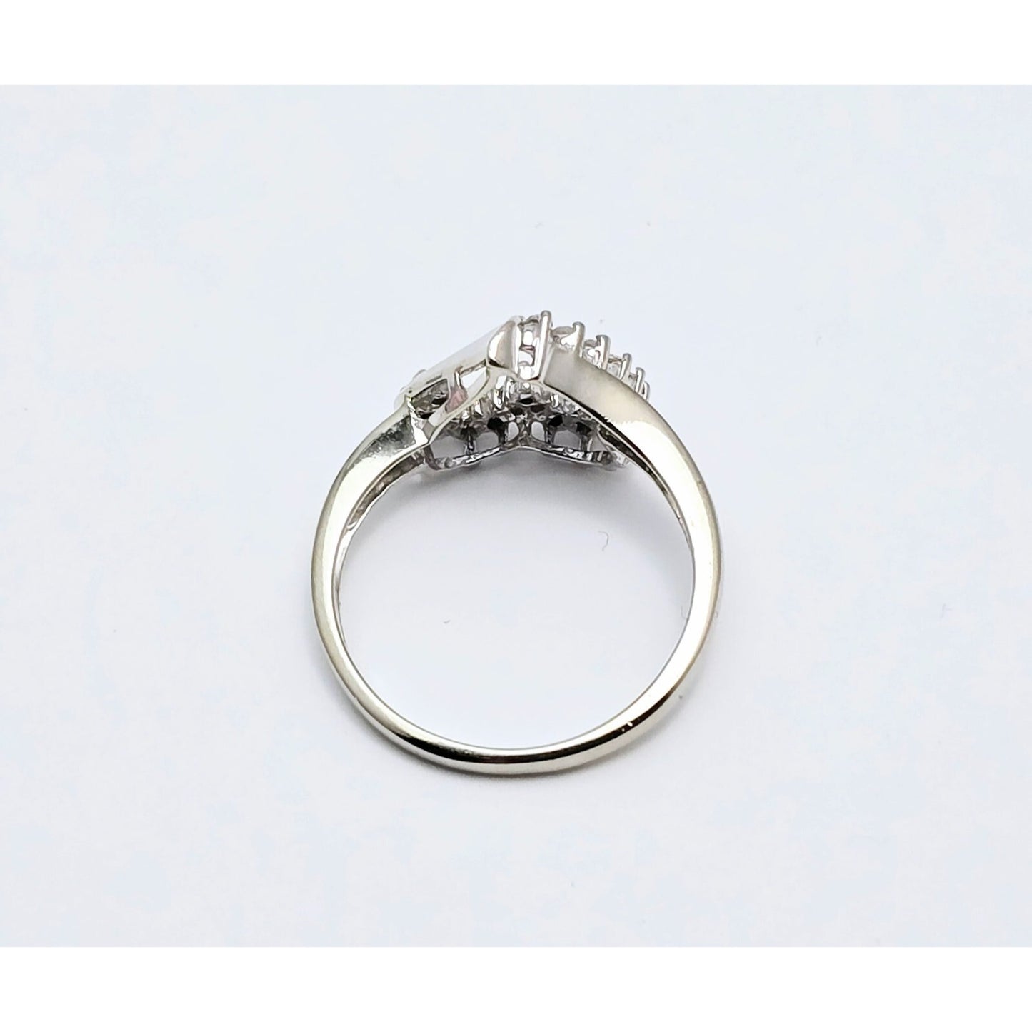 10K White Gold Open Heart Diamond Ring
