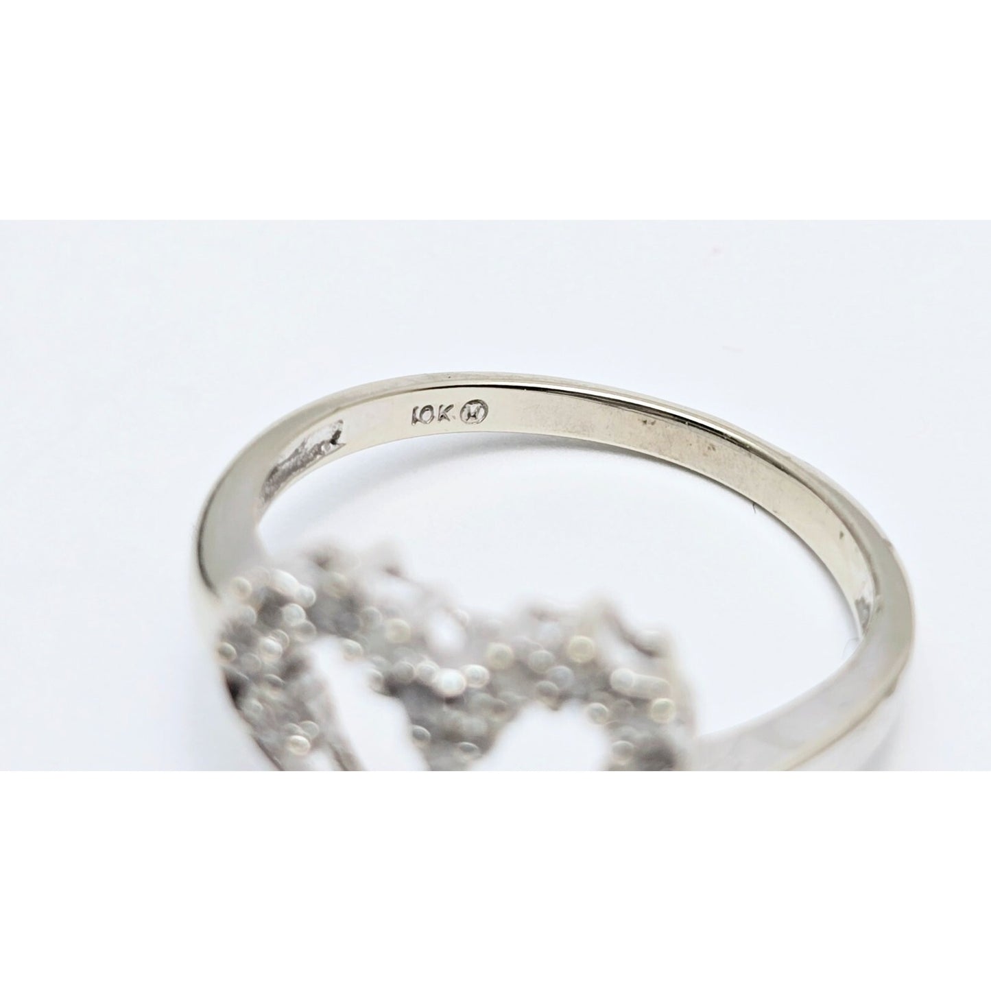 10K White Gold Open Heart Diamond Ring