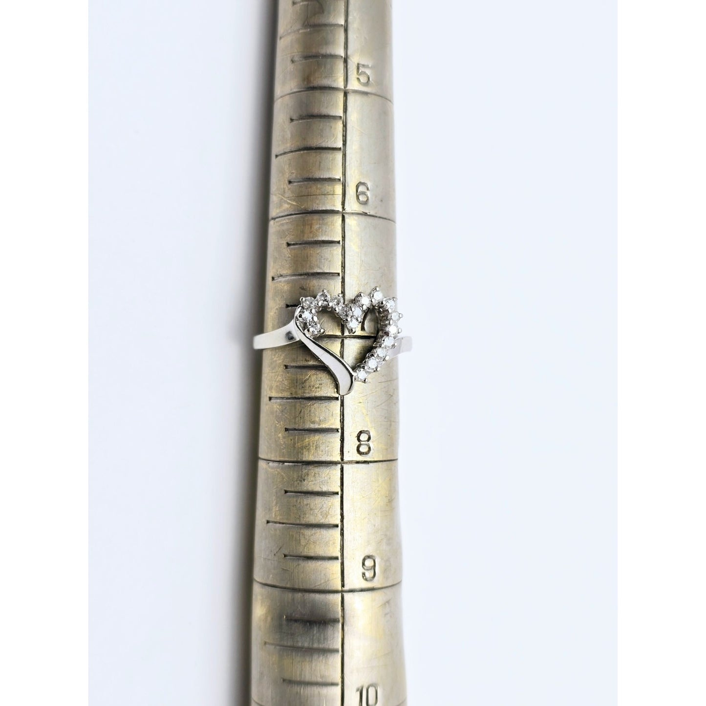 10K White Gold Open Heart Diamond Ring