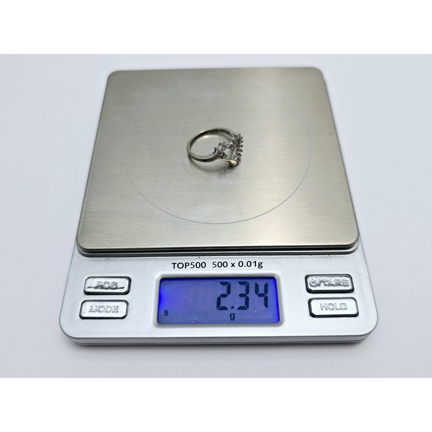 10K White Gold Open Heart Diamond Ring