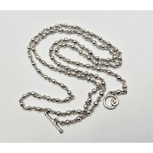 Erica Courtney 18K White Gold Bead Ball Toggle Link Chain Necklace