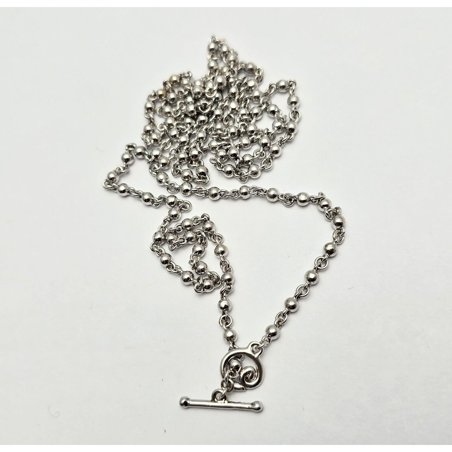 Erica Courtney 18K White Gold Bead Ball Toggle Link Chain Necklace