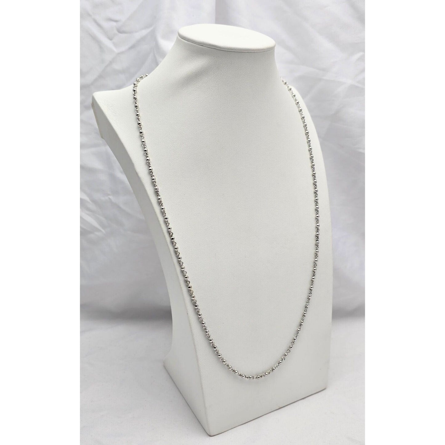 Erica Courtney 18K White Gold Bead Ball Toggle Link Chain Necklace