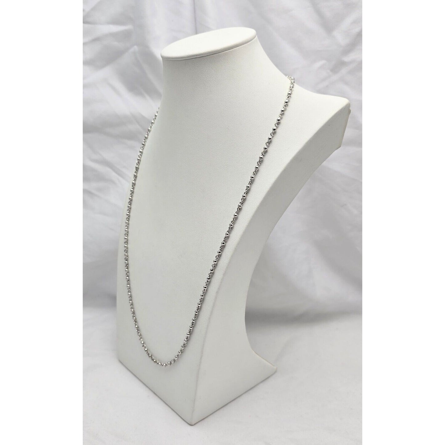 Erica Courtney 18K White Gold Bead Ball Toggle Link Chain Necklace