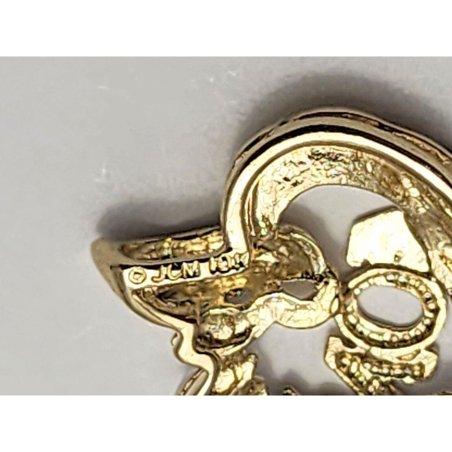 10K Two Tone Gold Diamond Heart Initial "Mom" Charm Pendant