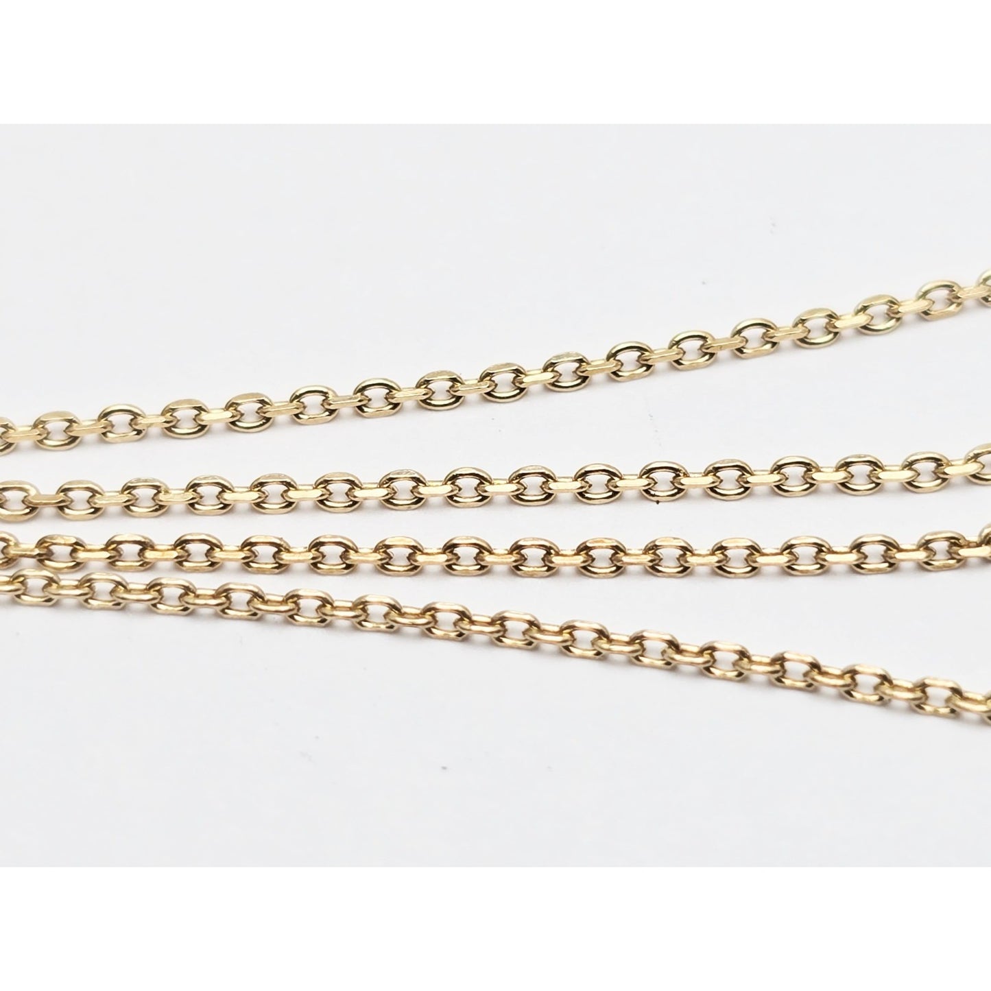 14K Yellow Gold Cable Link Chain Necklace & Penguin CZ & Onyx Charm Pendant