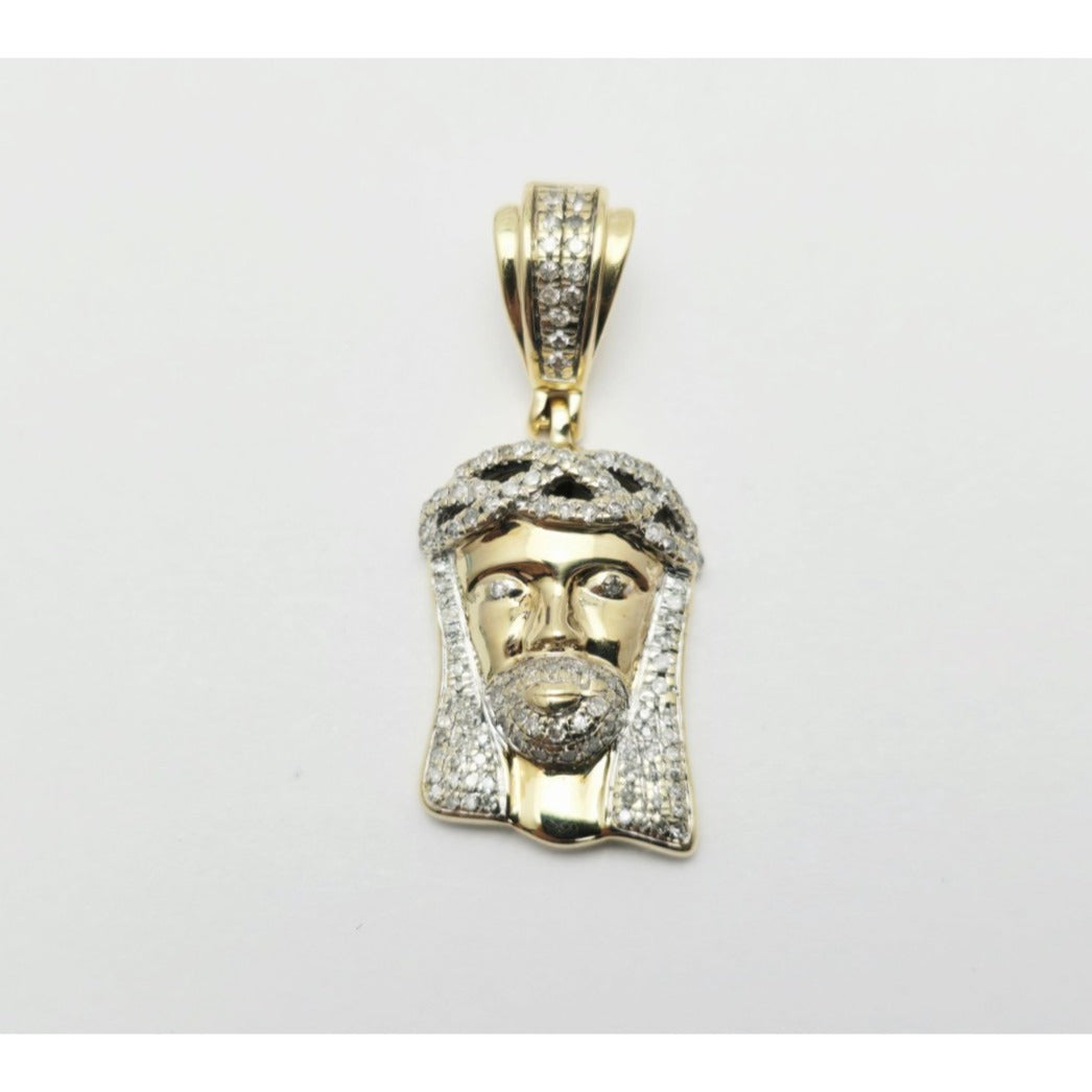 10K Yellow Gold Jesus Head Diamond Charm Pendant