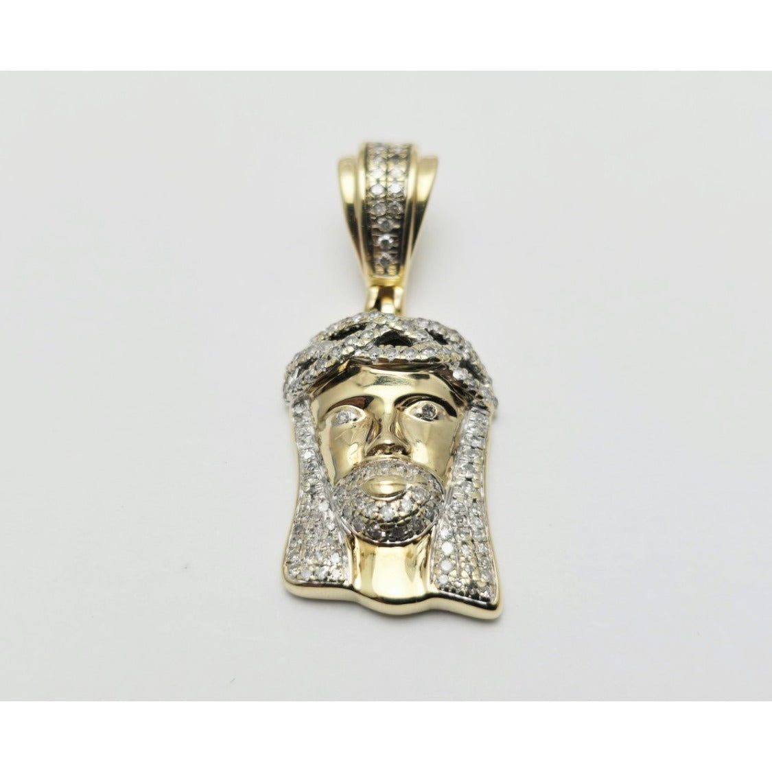10K Yellow Gold Jesus Head Diamond Charm Pendant