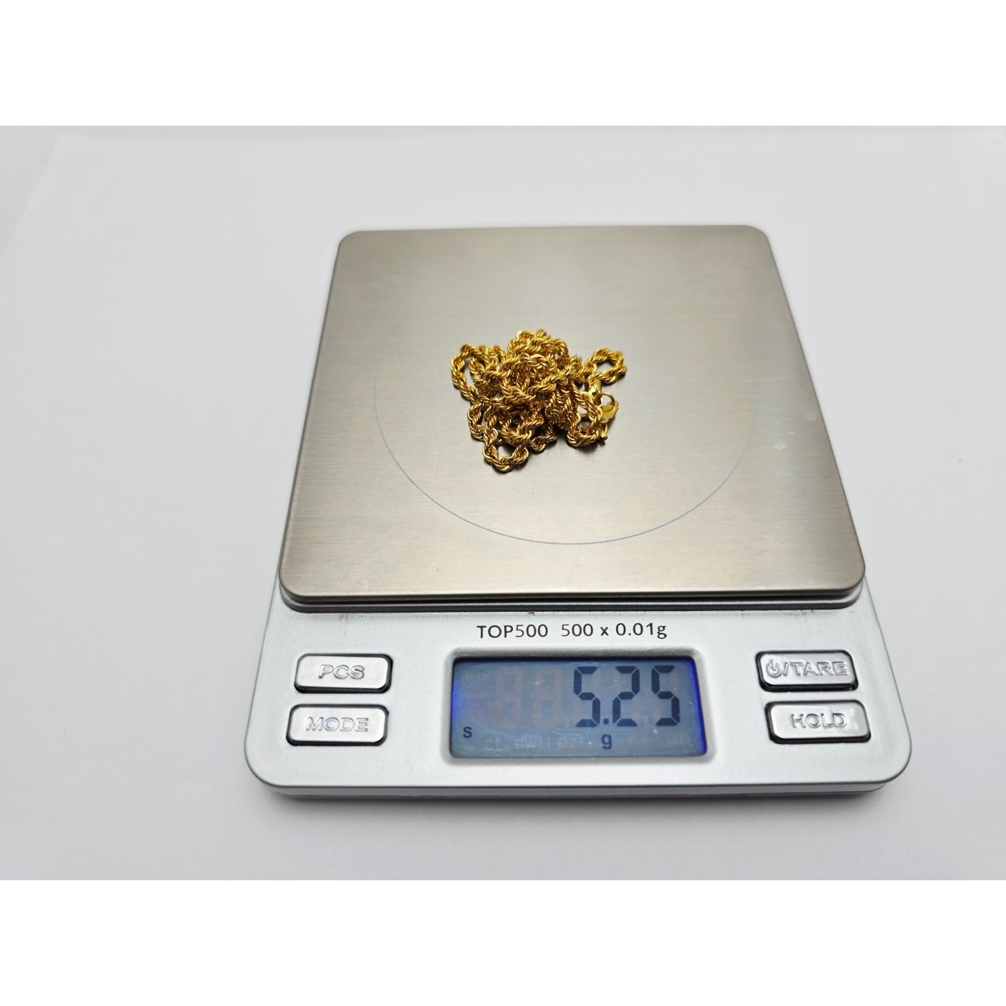 21K Yellow Gold Rope Chain Necklace