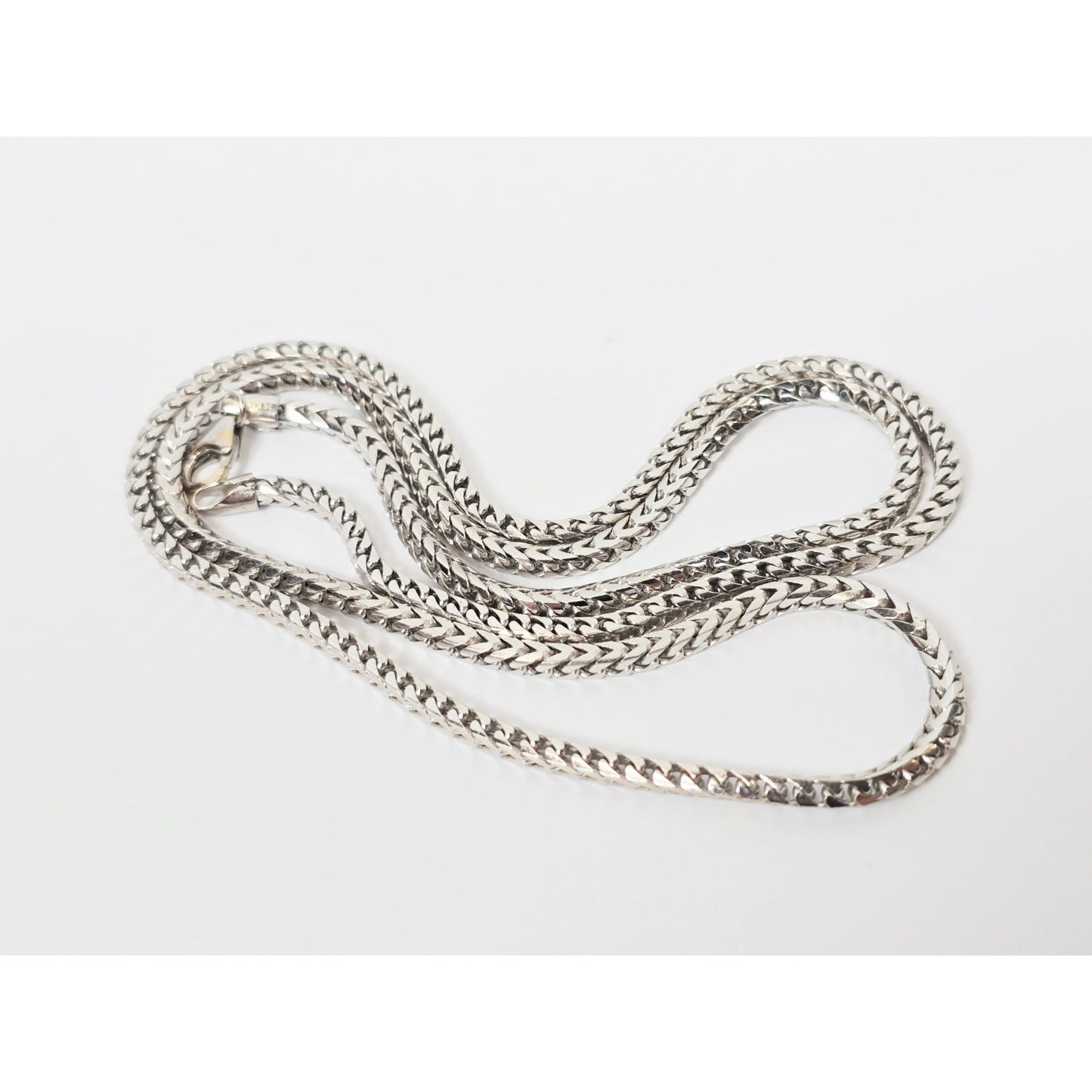 14K White Gold Franco Link Chain Necklace