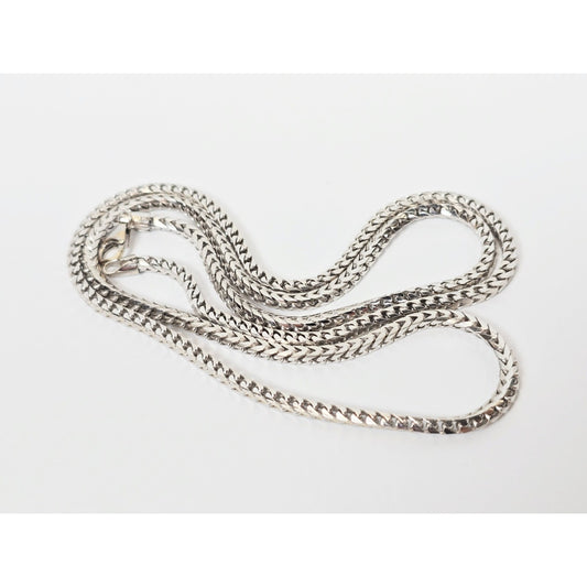 14K White Gold Franco Link Chain Necklace