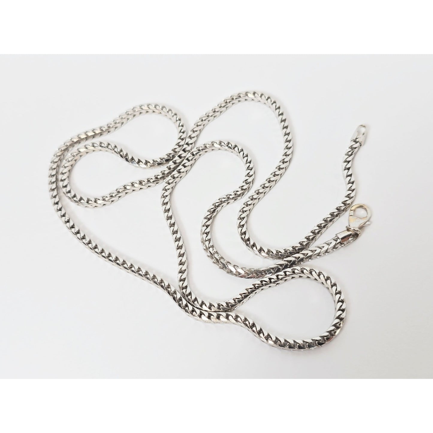 14K White Gold Franco Link Chain Necklace