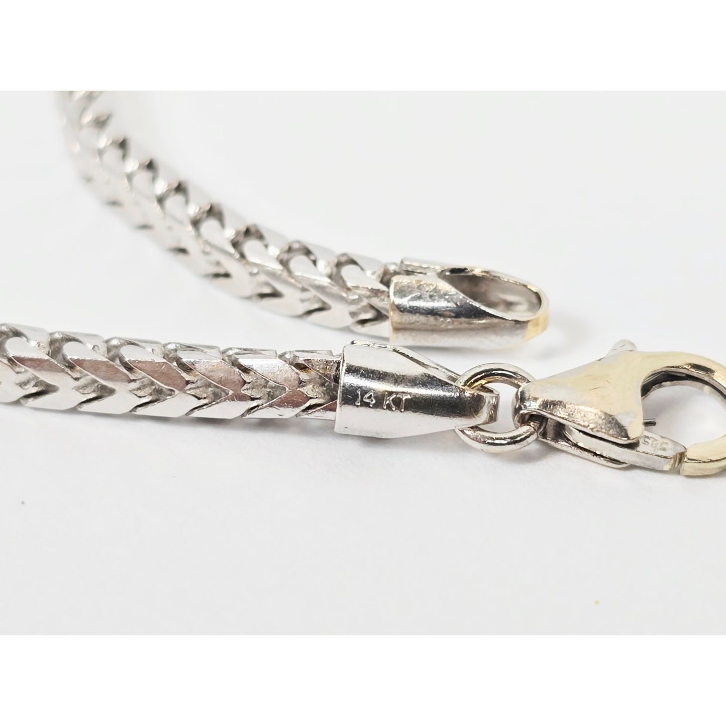 14K White Gold Franco Link Chain Necklace