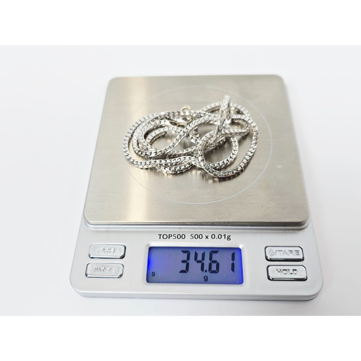 14K White Gold Franco Link Chain Necklace