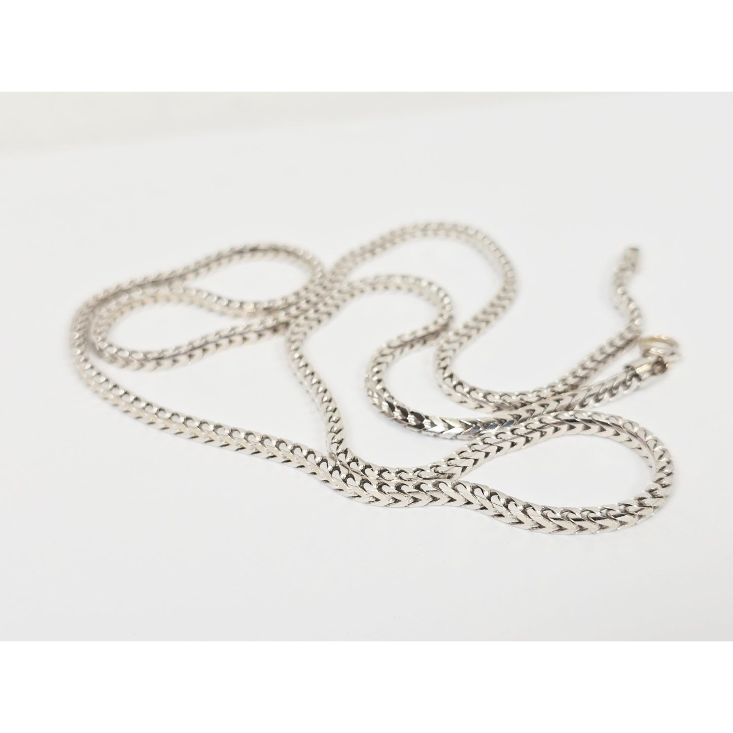 14K White Gold Franco Link Chain Necklace