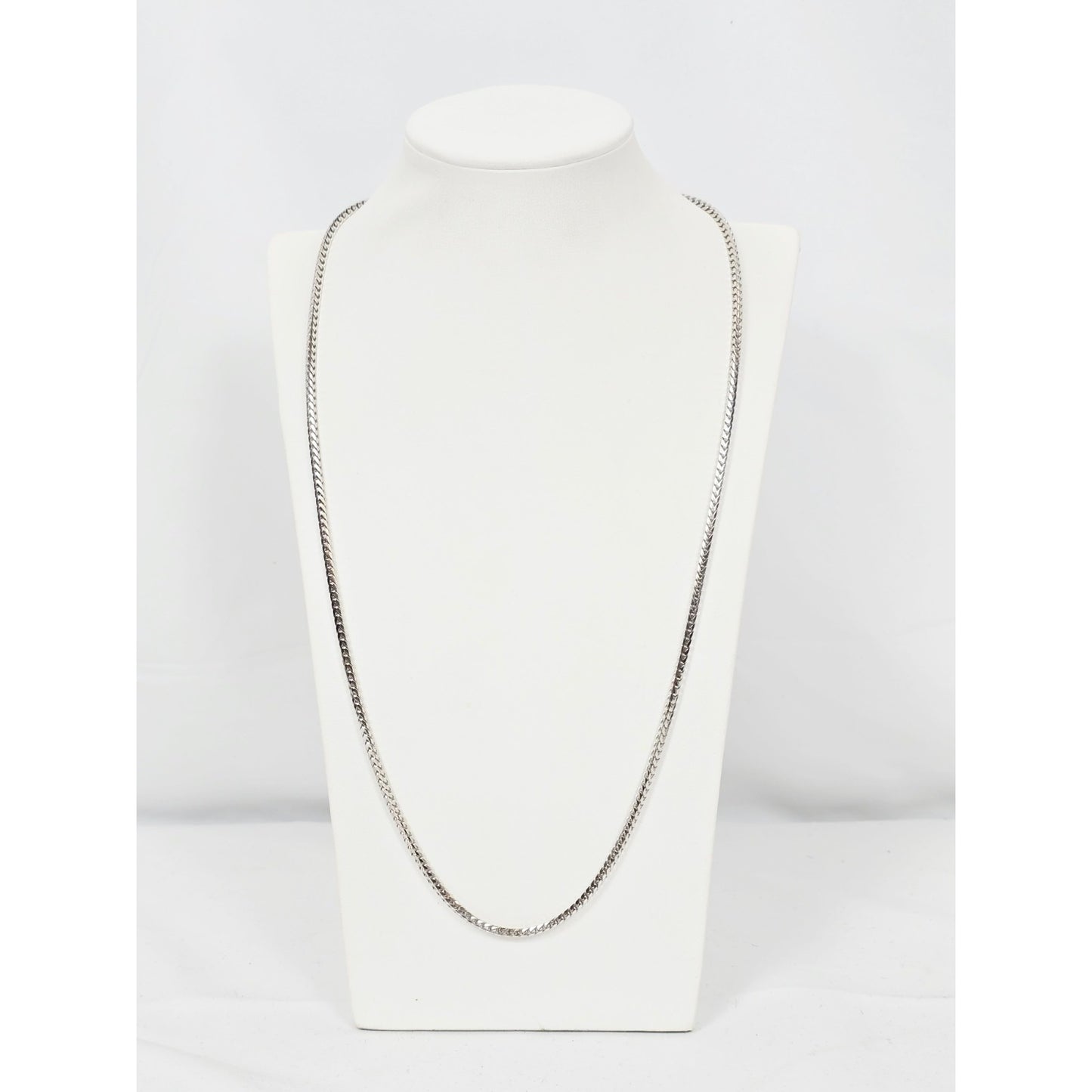 14K White Gold Franco Link Chain Necklace
