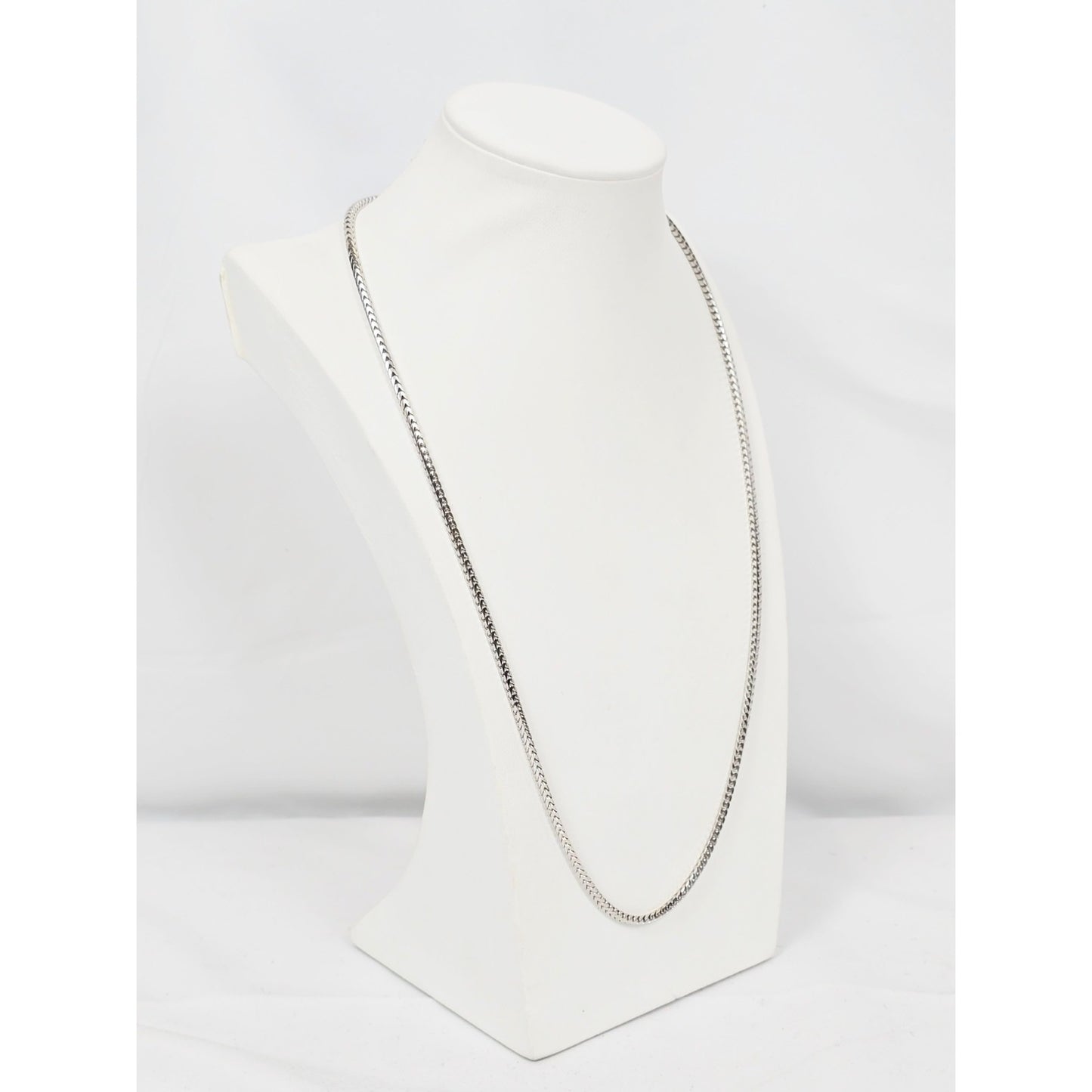 14K White Gold Franco Link Chain Necklace