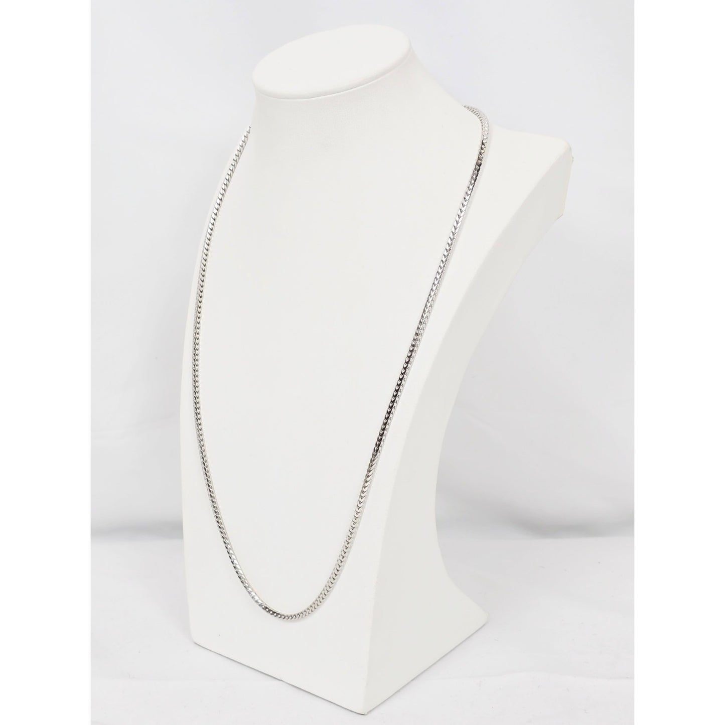 14K White Gold Franco Link Chain Necklace