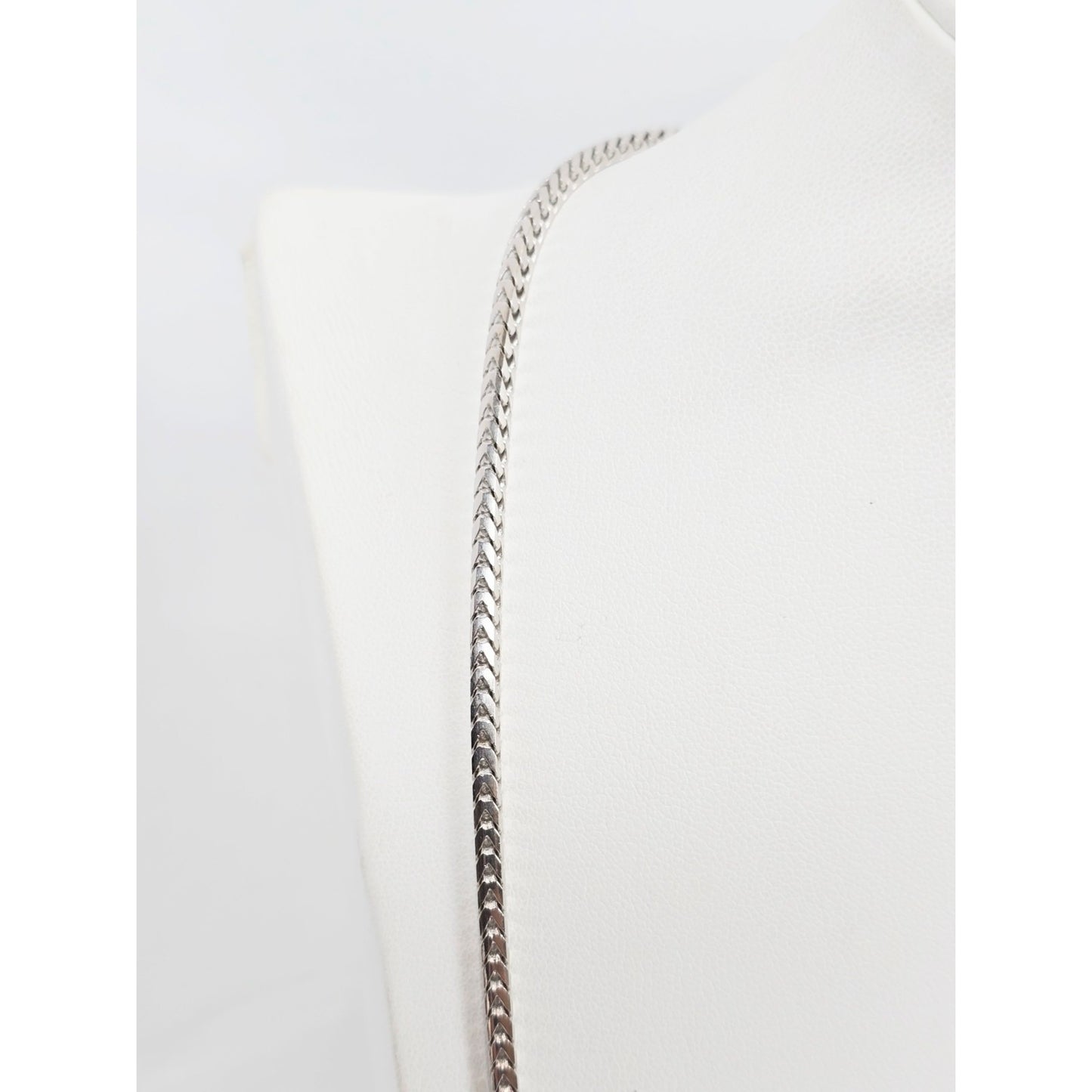 14K White Gold Franco Link Chain Necklace
