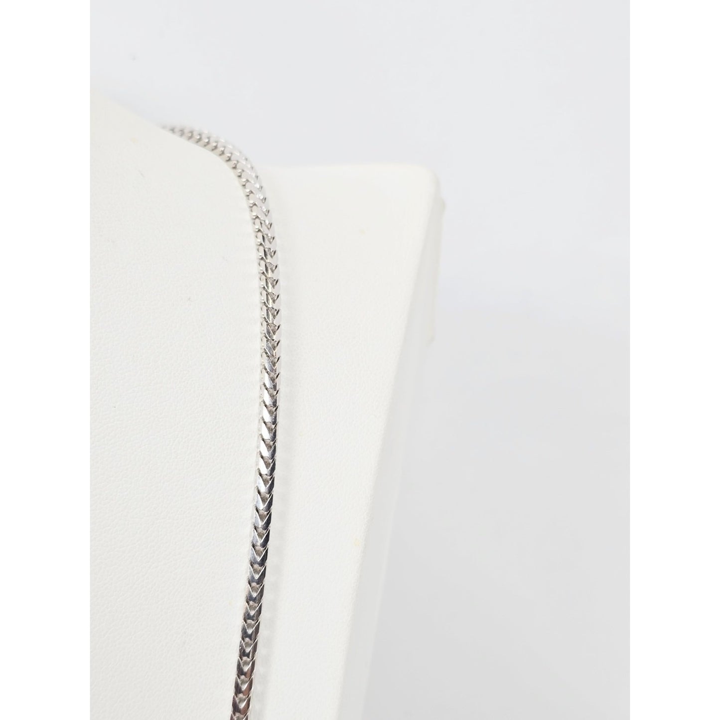 14K White Gold Franco Link Chain Necklace