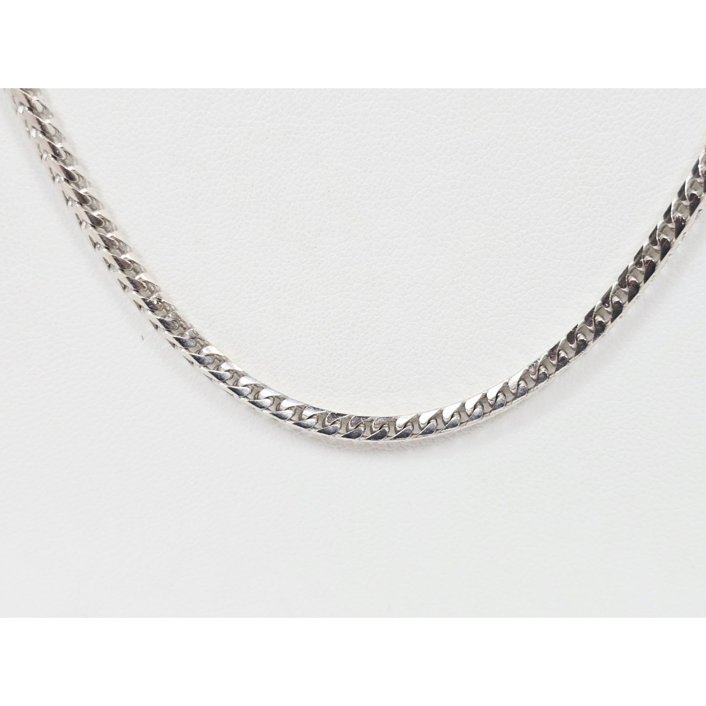 14K White Gold Franco Link Chain Necklace