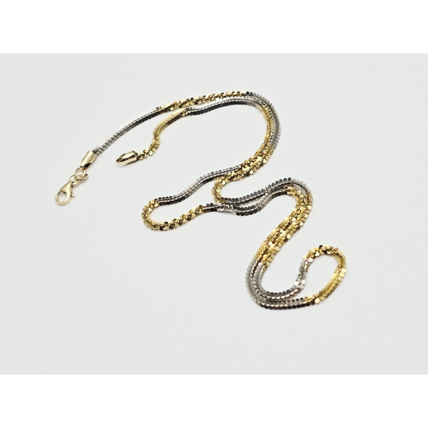 14K Two Tone Gold Twisting Chain Necklace