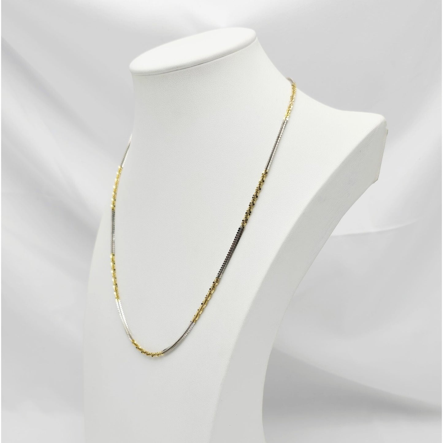 14K Two Tone Gold Twisting Chain Necklace