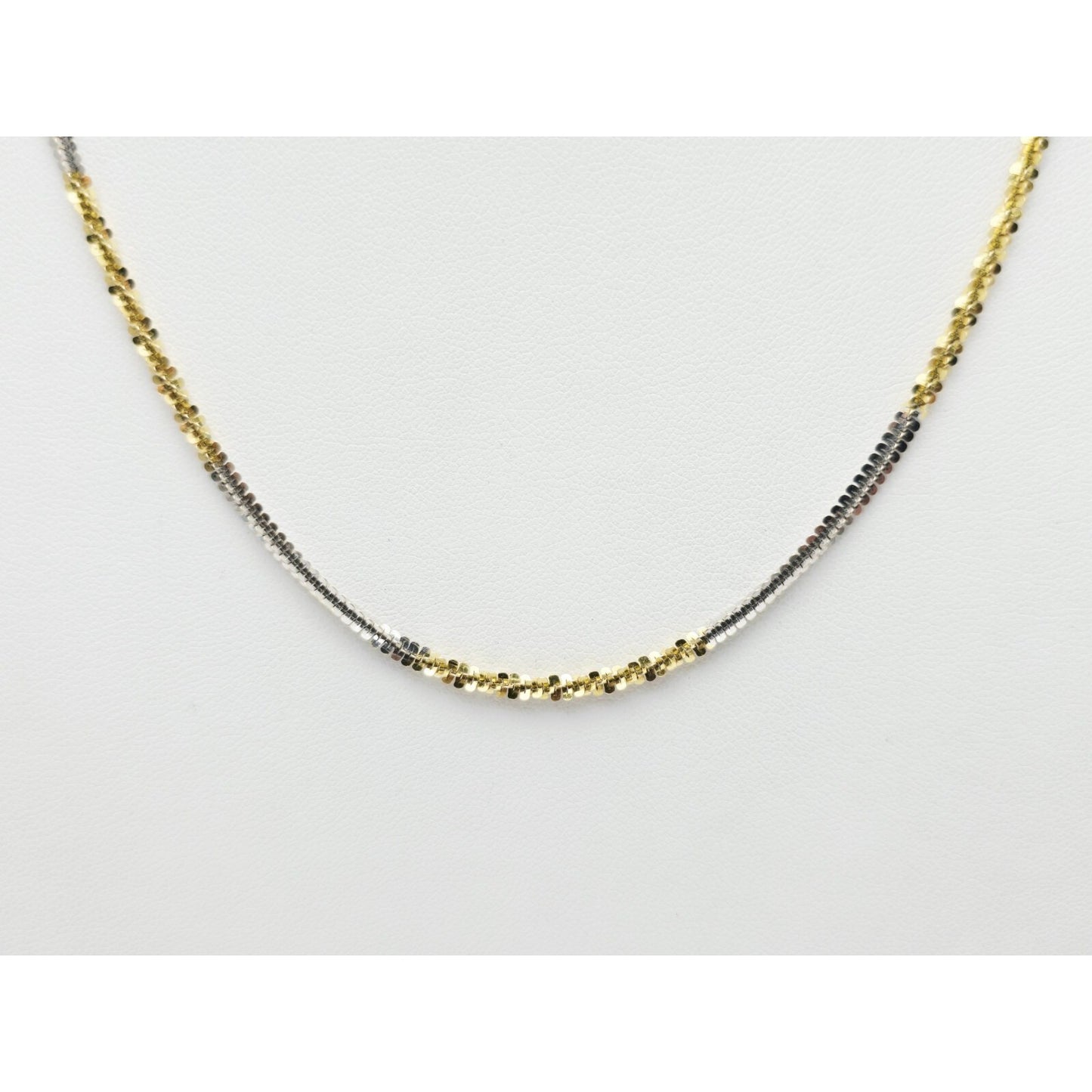 14K Two Tone Gold Twisting Chain Necklace