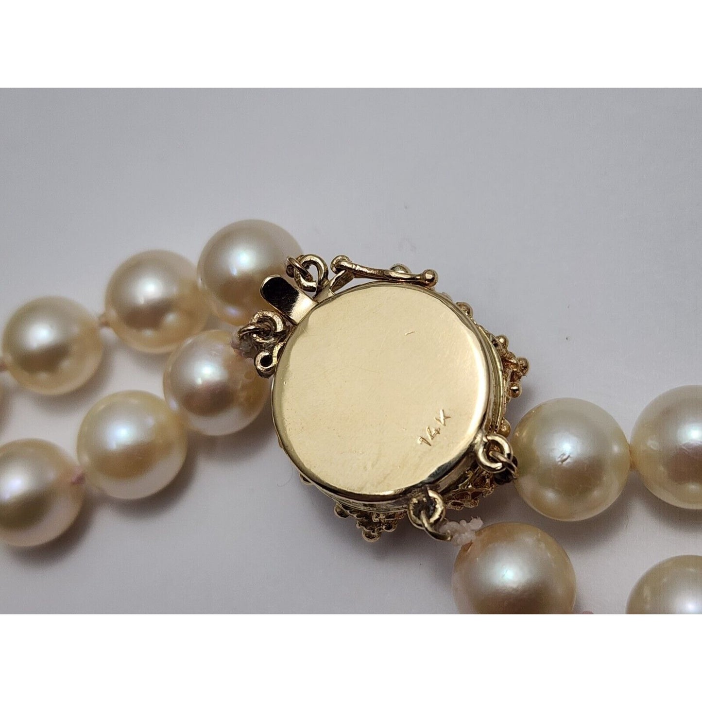 14K Yellow Gold Double Row Pearl, Garnet, Cameo & Jade Chain Necklace