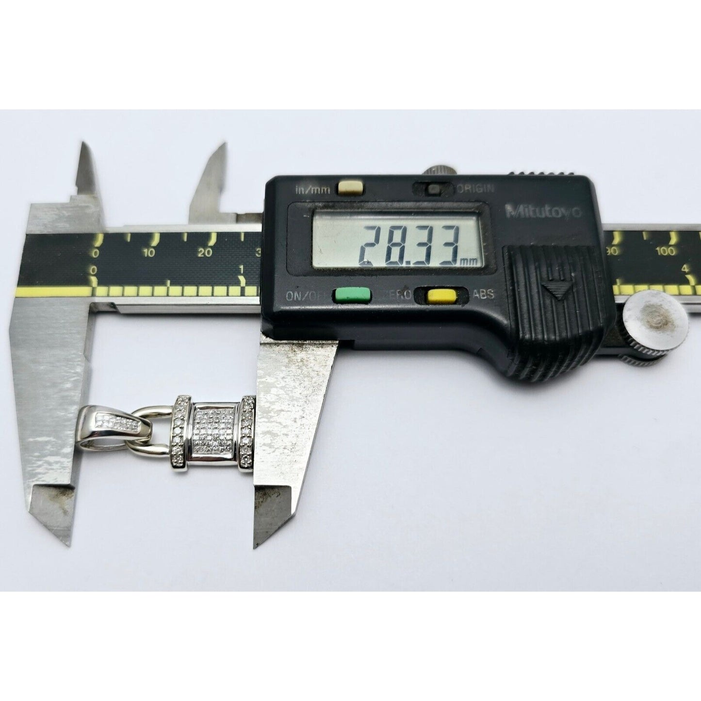 14K White Gold Diamond Dangle Drop Pad Lock Pendant Charm