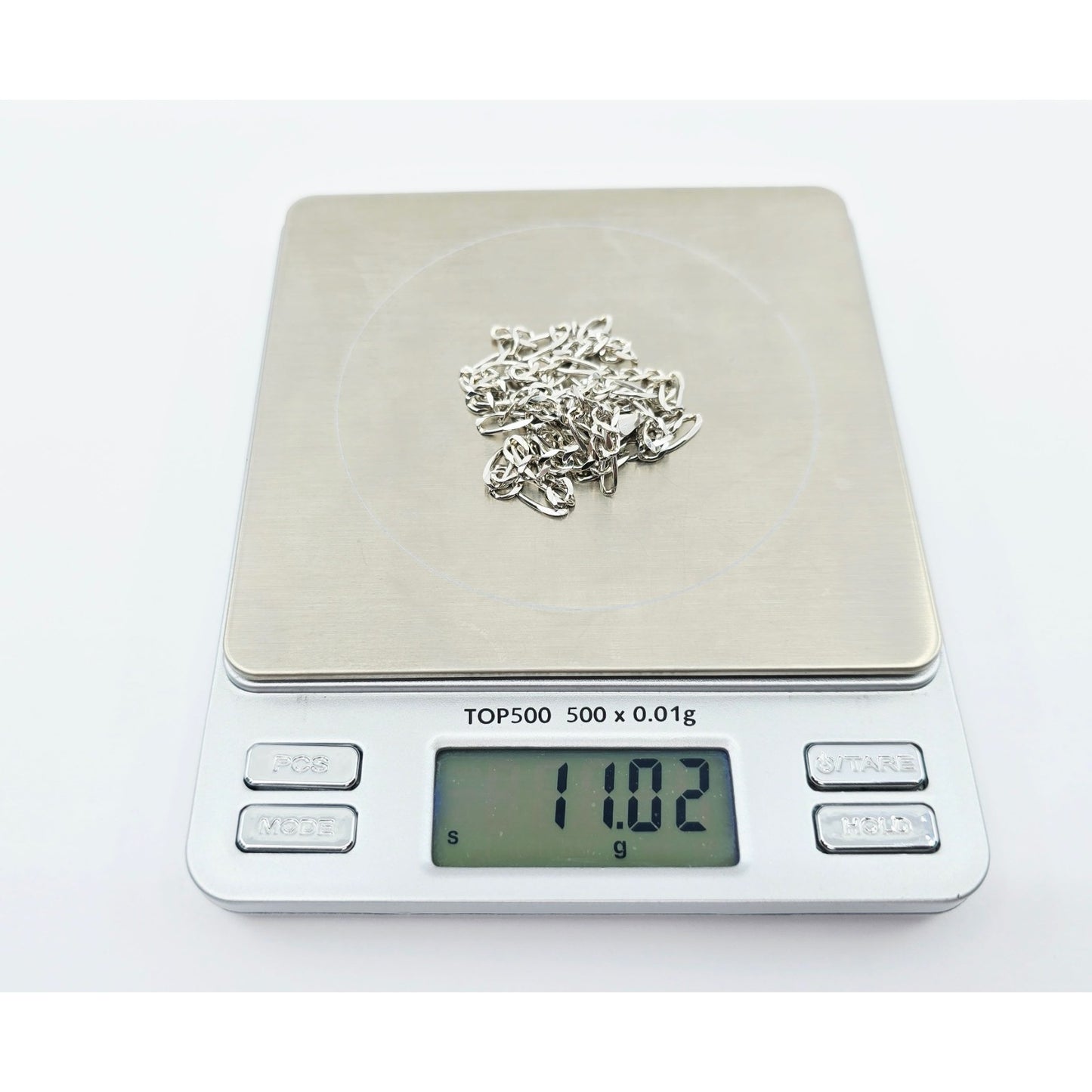 14K White Gold Figaro Link Chain Necklace