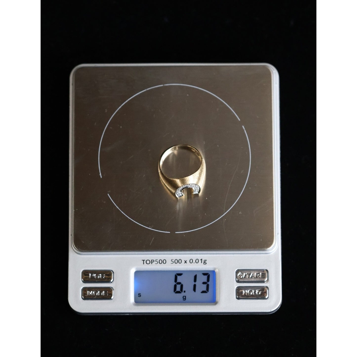 14K Yellow Gold Diamond Horseshoe Men's Signet Ring
