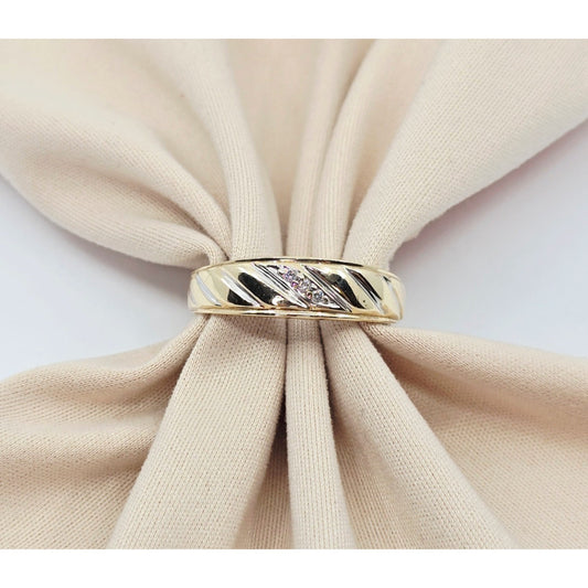 10K Two Tone Gold Diamond Wedding Band Ring
