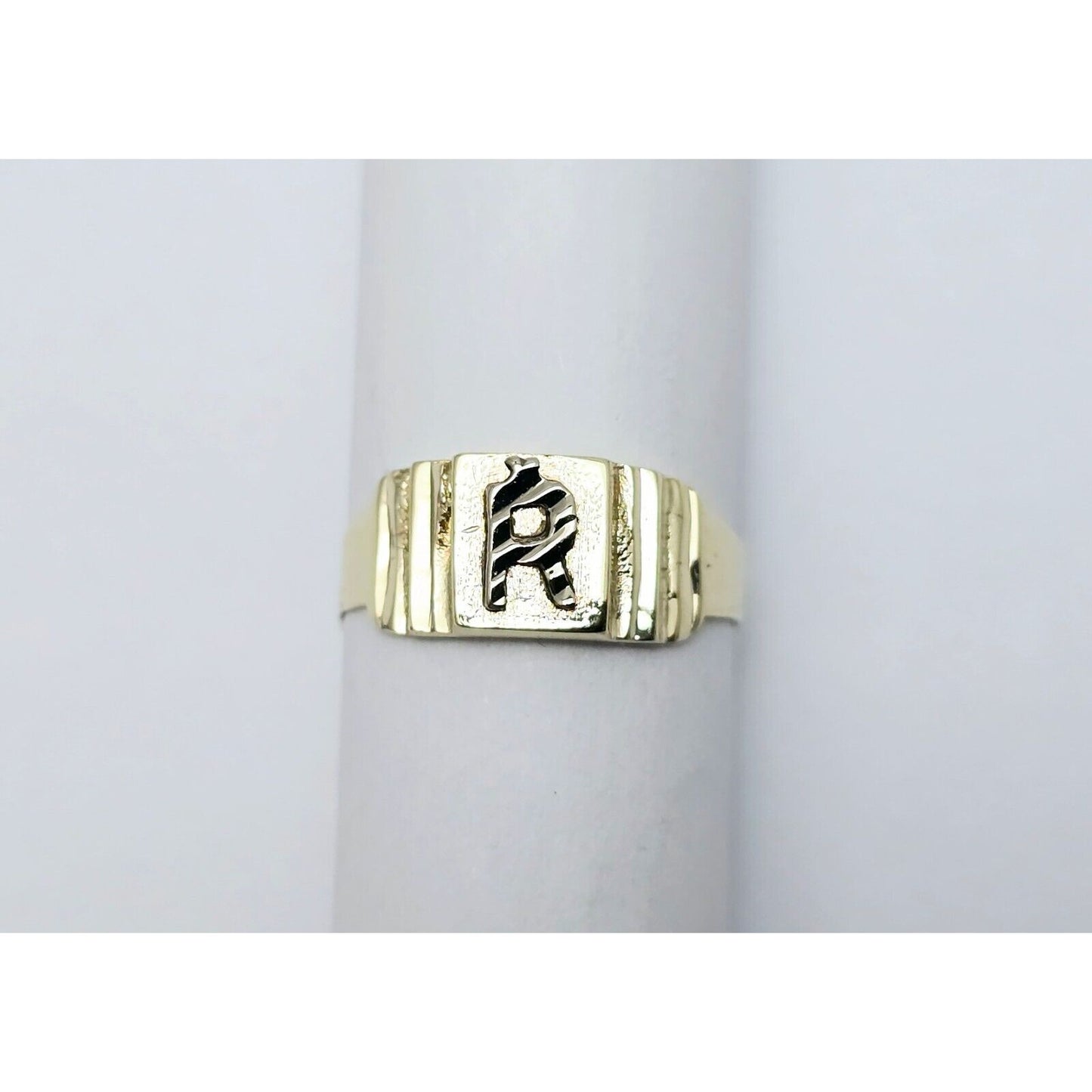 10K Two Tone Gold Initial "R" Toe or Baby Ring