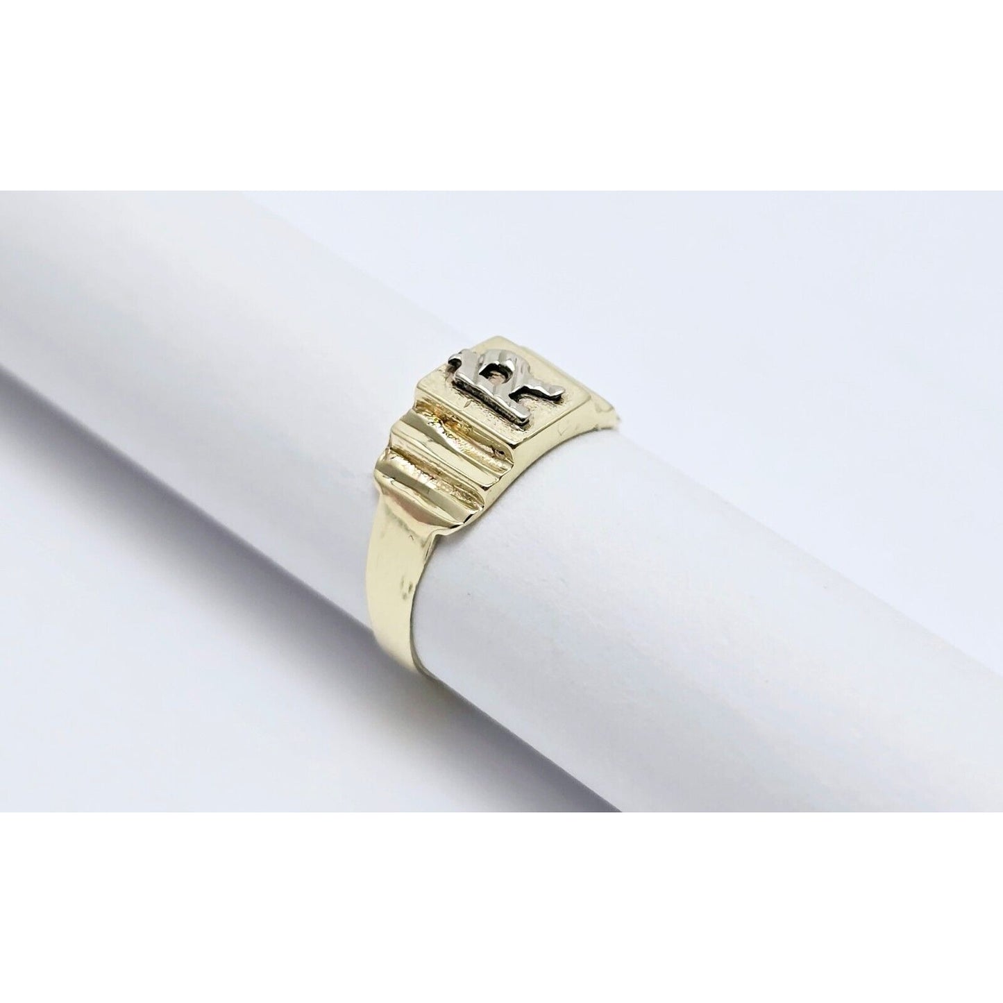 10K Two Tone Gold Initial "R" Toe or Baby Ring
