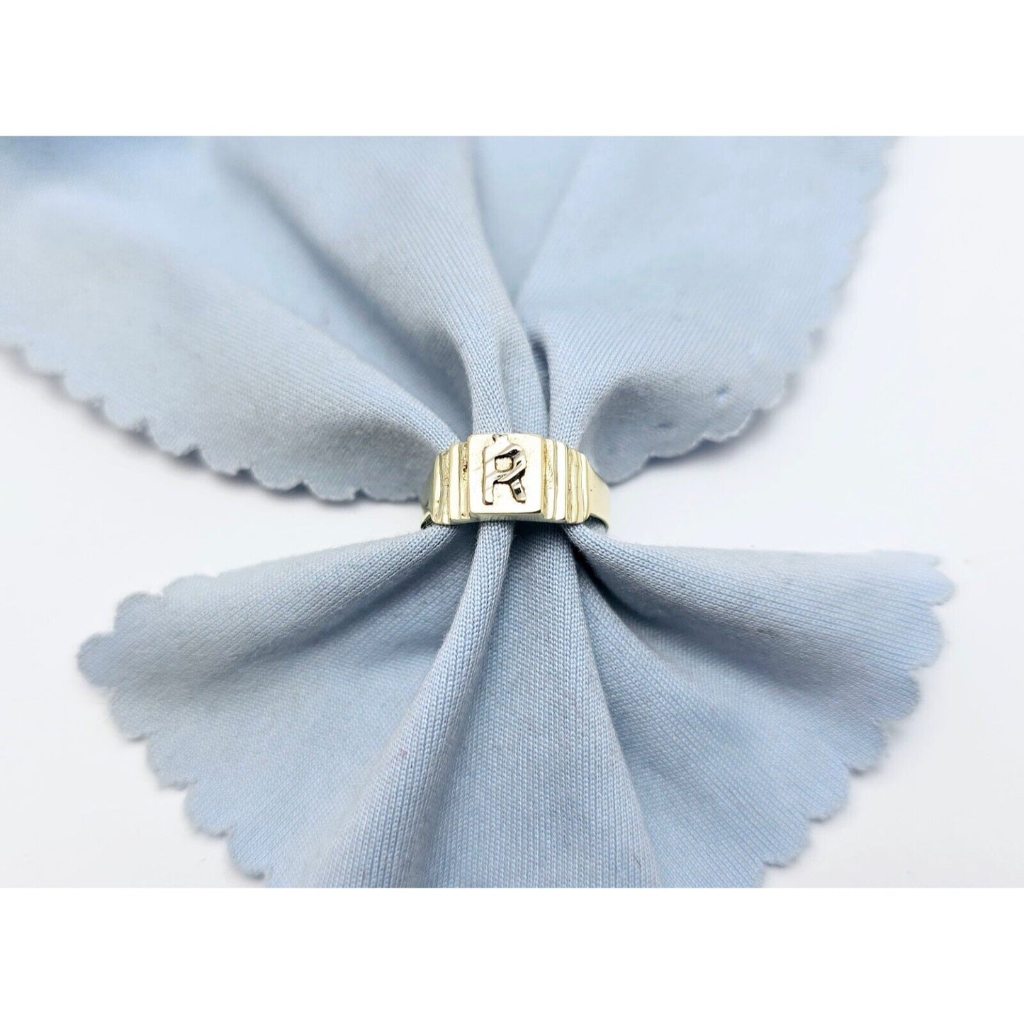 10K Two Tone Gold Initial "R" Toe or Baby Ring