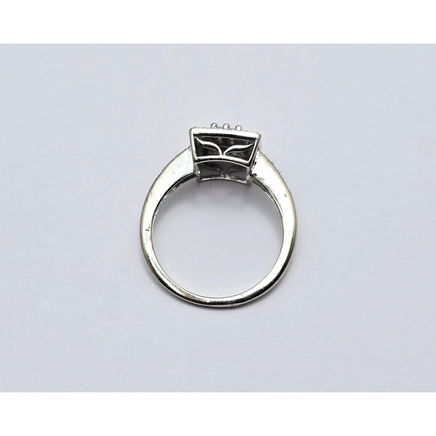 14K White Gold Diamond Square Shaped Cocktail Ring