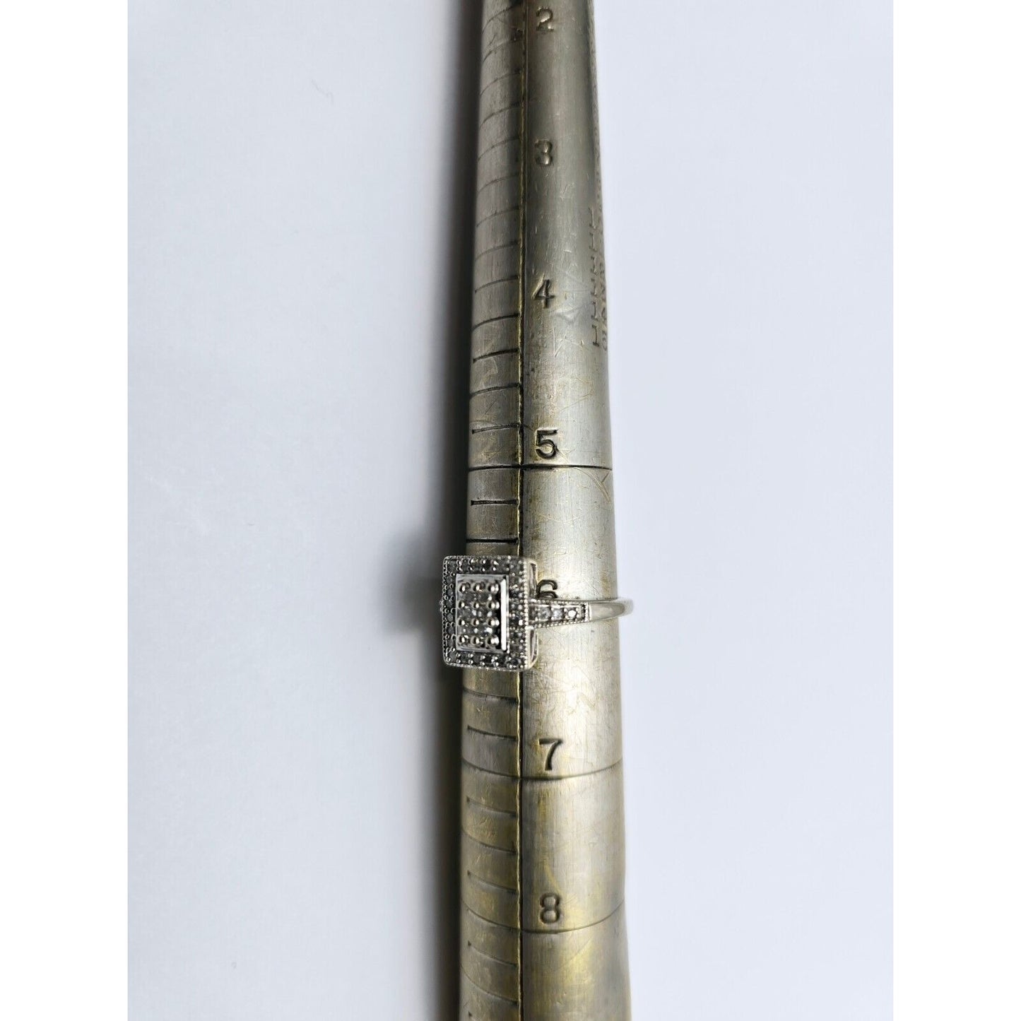 14K White Gold Diamond Square Shaped Cocktail Ring