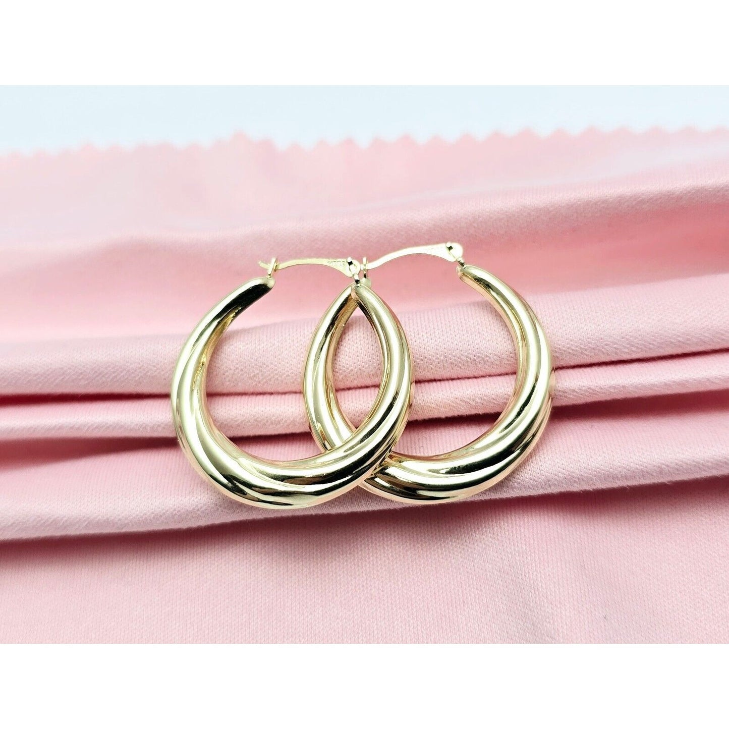 14K Yellow Gold Spiral Tube Hoop Earrings